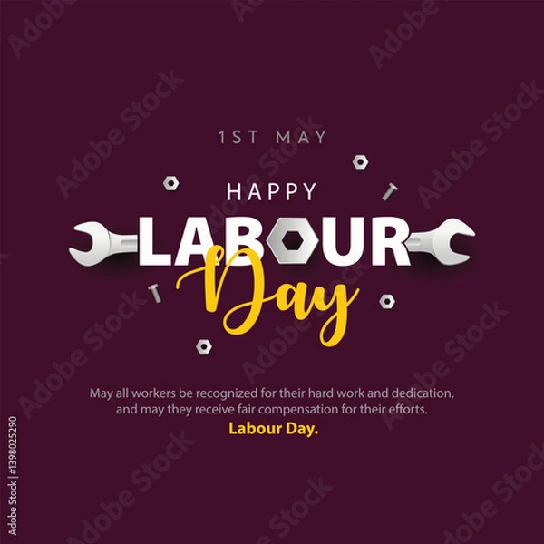 Fototapeta happy Labour day or international workers day abstract vector illustration. labor day and may day celebration design.