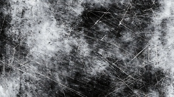 Fototapeta Abstract grayscale backdrop with textured scratches and a distressed, weathered aesthetic. Ideal for adding depth and visual interest.