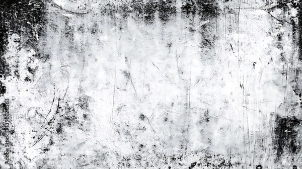 Obraz Distressed Black and White Texture with scratches, stains and imperfections - creates a rough, grungy, and aged aesthetic.