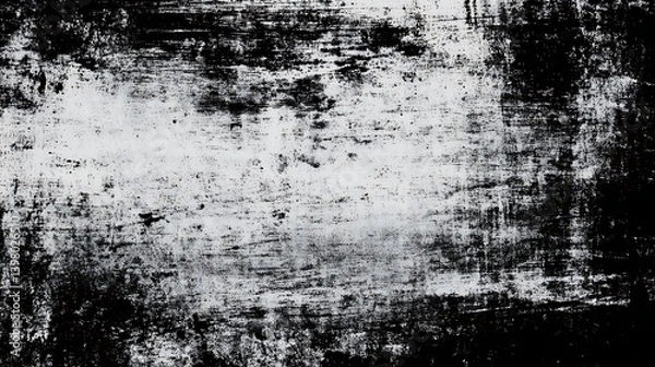 Fototapeta Black and white grunge texture with scratches, smudges, and distressed features creating a unique and artistic background pattern.