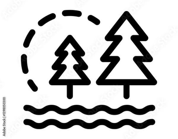 Obraz Icon of a forest landscape with trees water and sun symbolizing natural environment or wilderness.