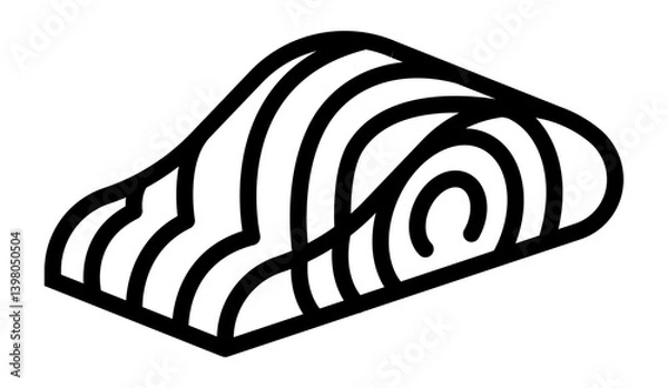 Obraz icon of salmon fillet slice ideal for BBQ grilling or seafood meal illustrations.