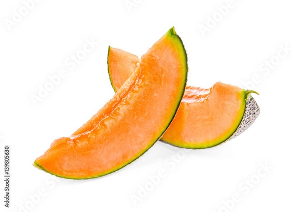 Obraz cantaloupe melon slices on white background