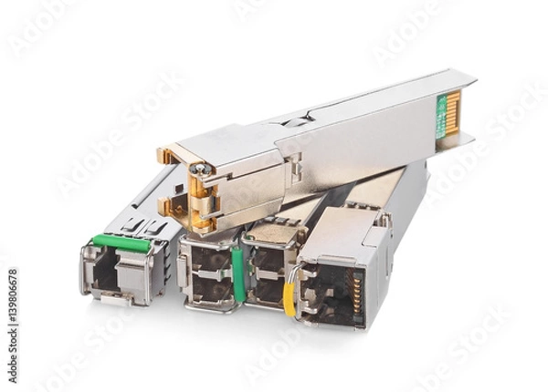 Obraz Optical gigabit sfp module for network switch isolated on the white background