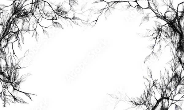Fototapeta Grunge Ink Frame with Splatter and Brush Isolated on Transparent Background