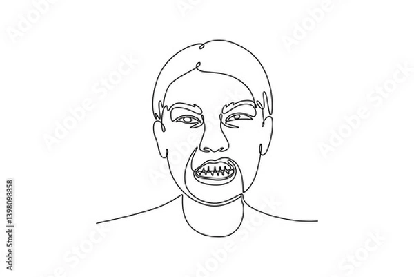 Fototapeta face Expression concept. Single line draw design. Vector graphic illustration