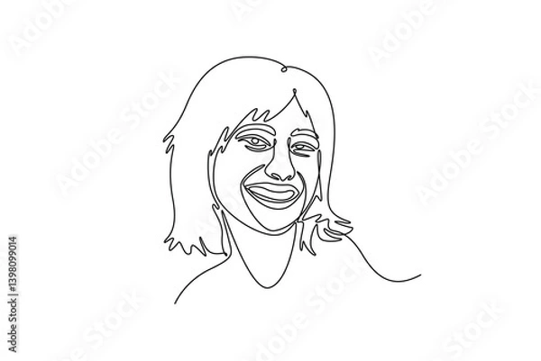Fototapeta woman sulking, frowning and looking upset, distressed frustrated face expression. Expression concept. Single line draw design. Vector graphic illustration
