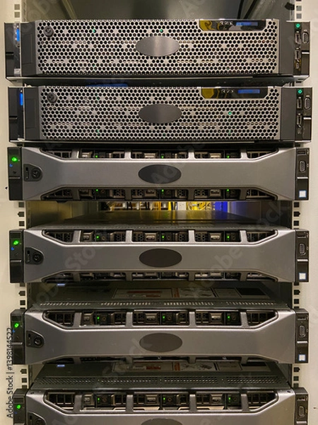 Fototapeta Server And database, data center, telecommunications, rack equipment