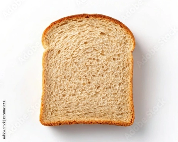 Obraz A single slice of whole grain bread on a plain background.