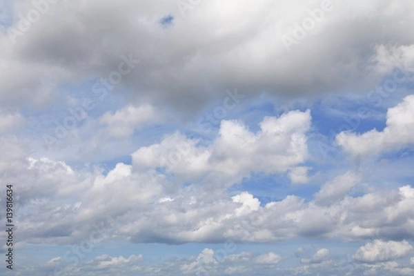Fototapeta blue sky with big cloud and raincloud, art of nature beautiful and copy space for add text
