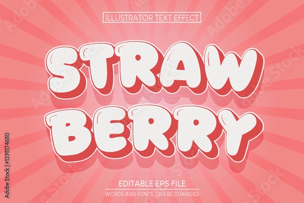 Fototapeta Pink and white strawberry 3d editable text effect font style
