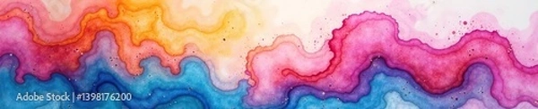 Fototapeta Watercolor painting featuring vibrant colors blending into a mesmerizing artistic background,  design,  pastel