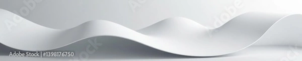 Fototapeta White and grey wavy lines on a horizontal gray background for business designs,  banner,  elegant