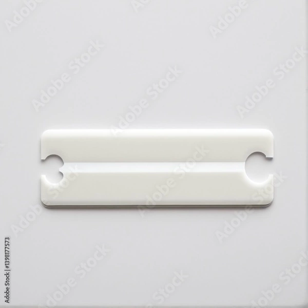 Obraz Minimalist Object in White: A Rectangular Piece with Semicircular Cutouts Sits Cleanly on a Smooth, Light Background.