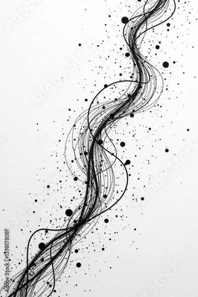 Fototapeta White background with intricate hand-drawn lines and divots, abstract design, exclusive artist creation,  divots,  handmade