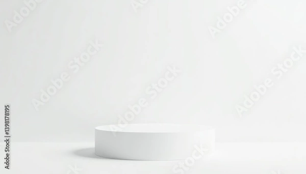 Fototapeta White background with two cylindrical podiums for product presentation, mockup, podium,  stand