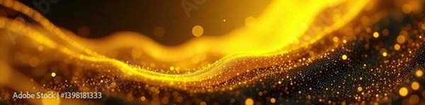 Fototapeta Yellow swirling pattern composition with a mix of black and yellow light, creating a vibrant and dynamic 3D render background,  composition,  vibrant