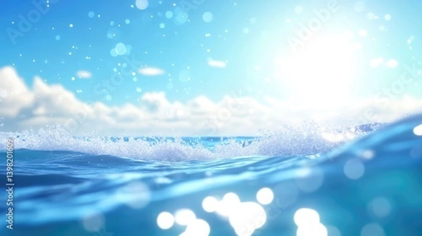Fototapeta Close-up of a sandy shore with gentle waves lapping
