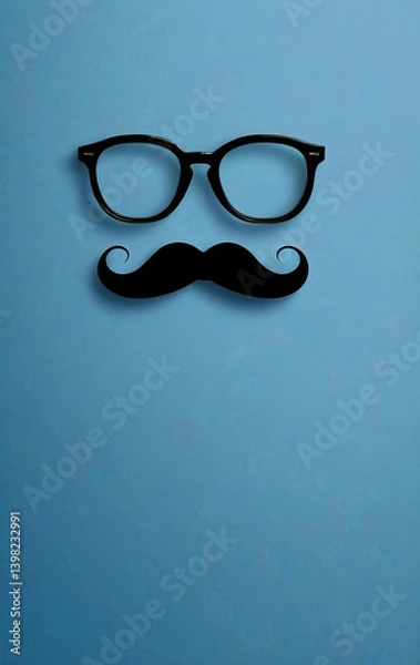 Obraz Father’s day event poster template with eyeglass and mustache vector silhouette