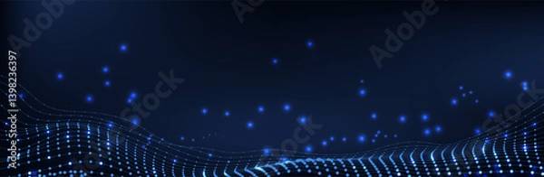 Fototapeta Cyber Big Data Flow Particles Bokeh. Digital Neural Network. Concept of Al Artificial Intelligence Technology Machine Deep Learning. Digital Communication. Science Technology Presentation Vector.