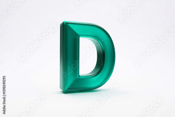 Obraz Glossy 3D Alphabet D in Bright Green on Clean White Backdrop