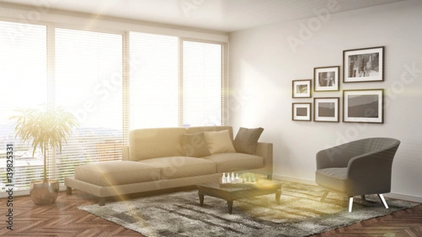 Fototapeta interior with sofa. 3d illustration
