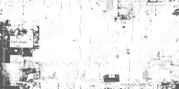 Fototapeta Vector newspaper paper grunge vintage black and white poster with the words. Vector white and black newspaper paper grunge vintage old aged texture.