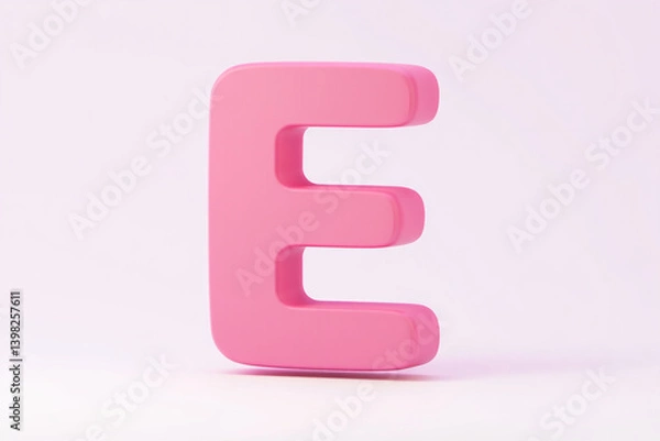 Obraz Stylized Pink 3D Letter E Isolated on Seamless White