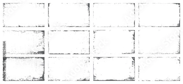 Obraz Distorted grunge isolated background. Overlay distress texture effect. Element for social media, poster, brochure, flyers, screen print texture, card, wallpaper, background. Vector illustrator.	