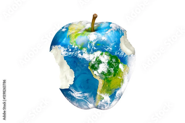 Obraz Planet Earth in the shape of an apple. International Mother Earth Day. Ecology. Climate change. Eco-friendly. Environment. World. April 22
