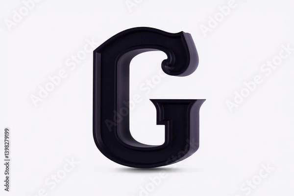 Obraz Deep Purple 3D Letter G on White Background