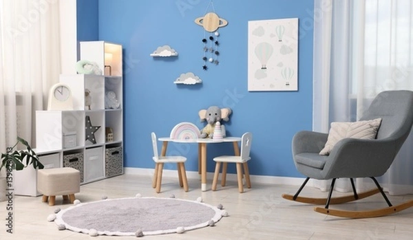 Fototapeta Child's room with stylish furniture and toys. Interior design