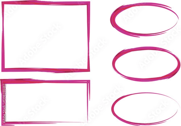 Obraz maroon color outlined shapes frames set