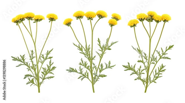 Fototapeta Pack of Tansy Set Against Transparent Background for Botanical or Nature Projects