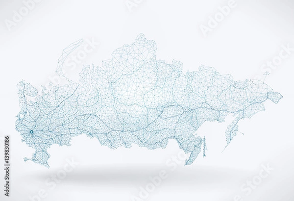 Obraz Abstract Telecommunication Network Map - Russia