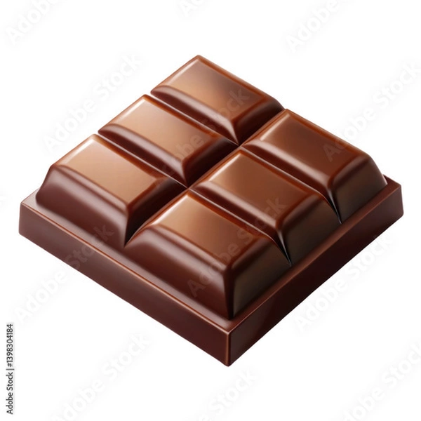 Fototapeta Close-Up View of a Square Chocolate Bar on Transparent Background