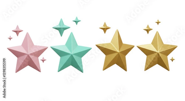Fototapeta Isolated Colorful Star Rating Set
