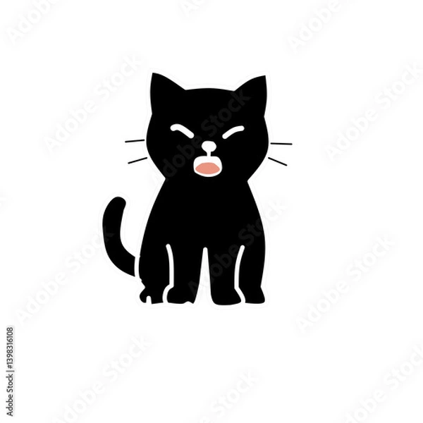 Fototapeta Elegant Black Cat Silhouette – Mysterious Feline Artwork for Design and Decoration
