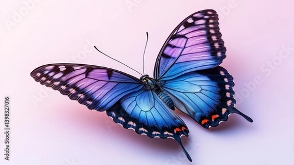 Fototapeta A Stunning Close-up of a Vibrant Butterfly with Exquisite Wings in Shades of Purple and Blue.  A Breathtaking Display of Nature's Art.  A Perfect Example of Beauty in Detail.