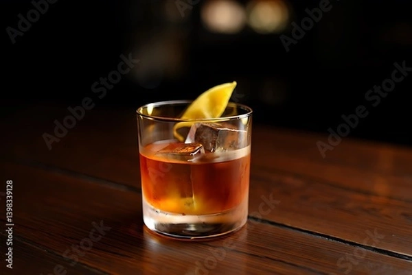 Fototapeta Classic Old Fashioned on a Rustic Wooden Table