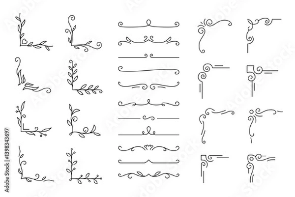 Obraz Elegant Decorative Line Art Elements with Editable Stroke