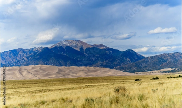 Fototapeta Great Sand Dunes with mountains in the background, Colorado USA