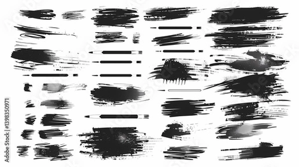 Fototapeta A sketchy brushes, vector brush strokes, hand drawn lines and shapes, Generative AI illustrations. 