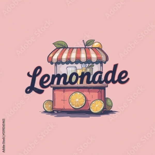 Obraz A colorful lemonade stand with fresh fruits, perfect for summer vibes and refreshing drinks.