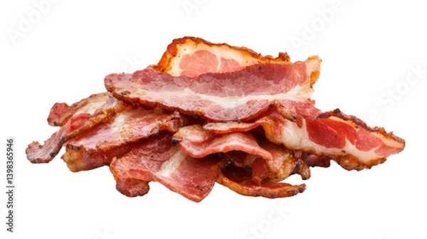 Fototapeta Sizzling bacon stacks on a transparent background