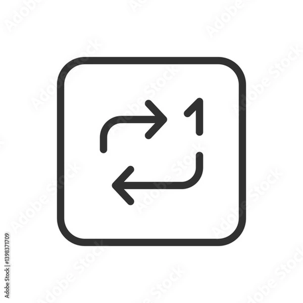 Fototapeta Repeat One Icon – Single Track Loop Button for Music Players