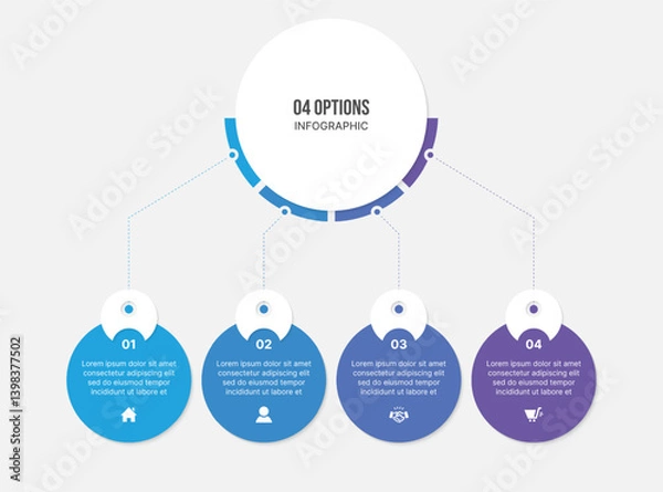 Obraz Four Options Steps Circle Infographic Template Design