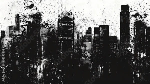 Obraz Abstract of a grunge urban background, texture vector, dust verlay distress grain ,simply lace illustration over any Object to Create grungy Effect, Generative AI illustrations.