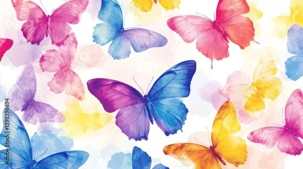 Fototapeta Vibrant butterfly migration display nature's canvas digital art colorful environment aerial view beauty of nature