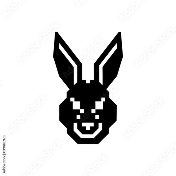Obraz Glowing Pixelated Fur Gaming Rabbit Head Digital Art